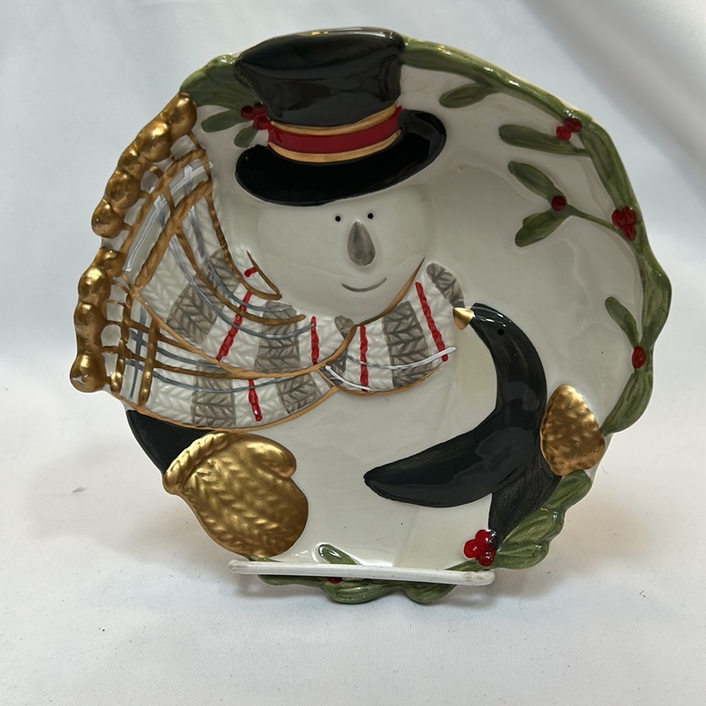 Fritz and Floyd Mistletoe Merriment Snownman Candy Dish